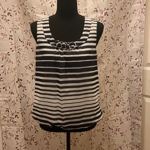 BCX - Sleeveless Balloon Bottom Blouse with Silver Chain Accent